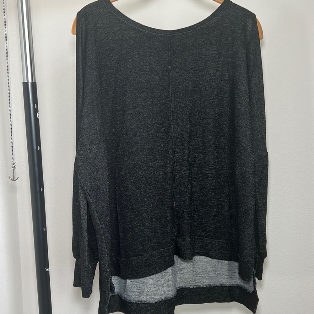 Charcoal Cold-Shoulder Top